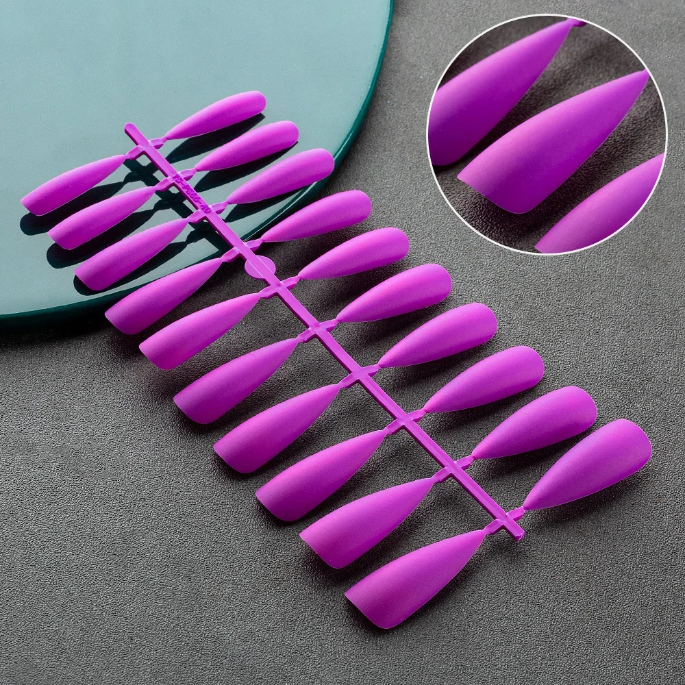 False Nail Tips Black Matte False Nail Tips Press on Nails Design Full Cover Nail Art Frosted Tips Fake Nails Extension Accessories