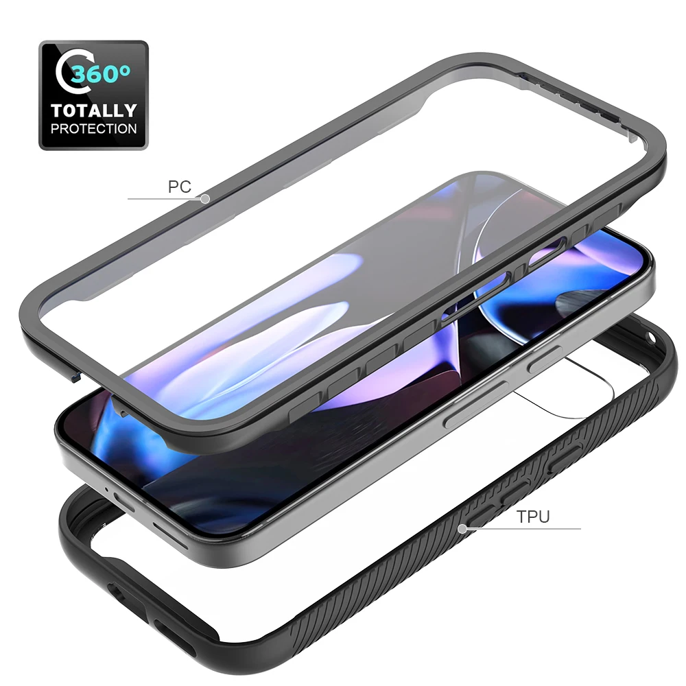 PET Screen Protector Shockproof Case with TPU Frame and Transparent Acrylic Back Cover