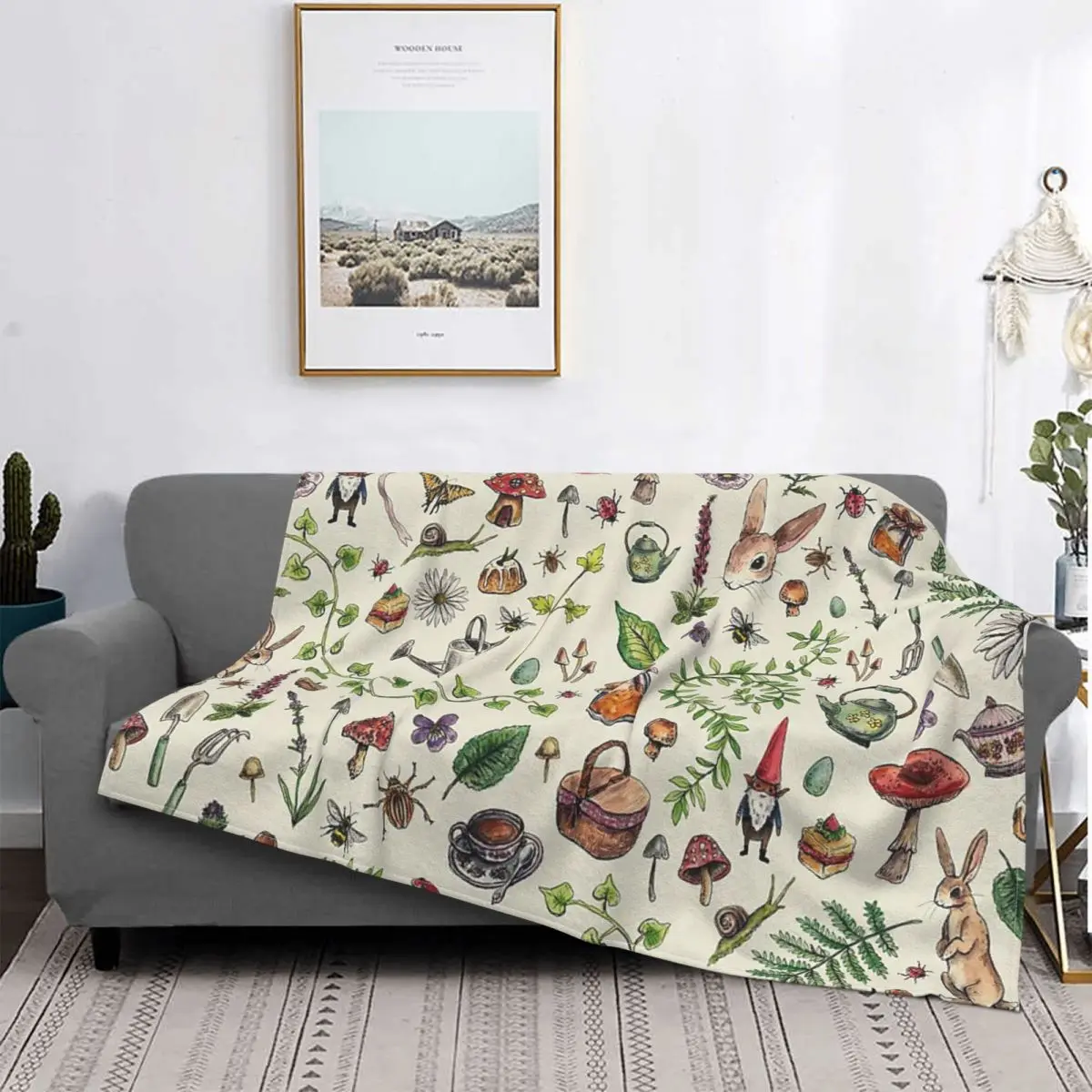 

Cottagecore Light Green Throw Blanket Suitable for Use in Bed, Living Room and Travel Queen King Twin Size for Kid Man Woman