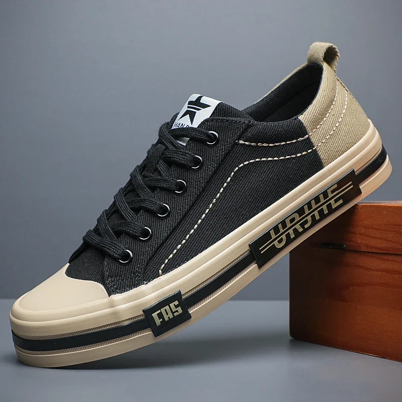New Canvas Driving Shoes Men Lace Up Vulcanized Canvas Shoes Mens Designer Flat Loafers Non-slip Casual Sneakers for Man 24140 3
