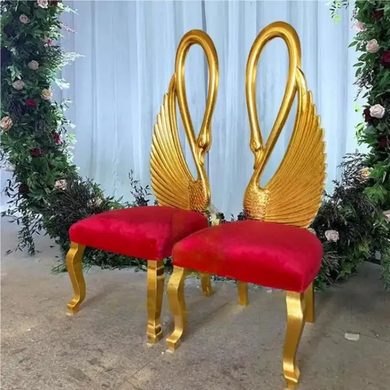 Swan Chair Hotel Club Carved Phoenix High Back Gold Chair