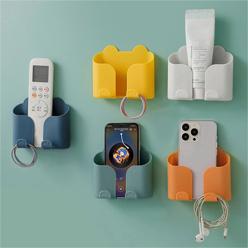 Holibanna Lot De 6 Supports Muraux Pour Téléphone - Adhésifs Avec Trou Chargeur Blanc Et Noir