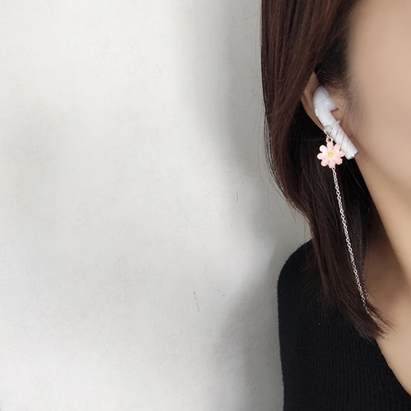 Anti-Lost Chain Daisies Headphone Chains Strap Women Wireless Earphones Retention Necklace Gifts For Airpods Earphone Accessory