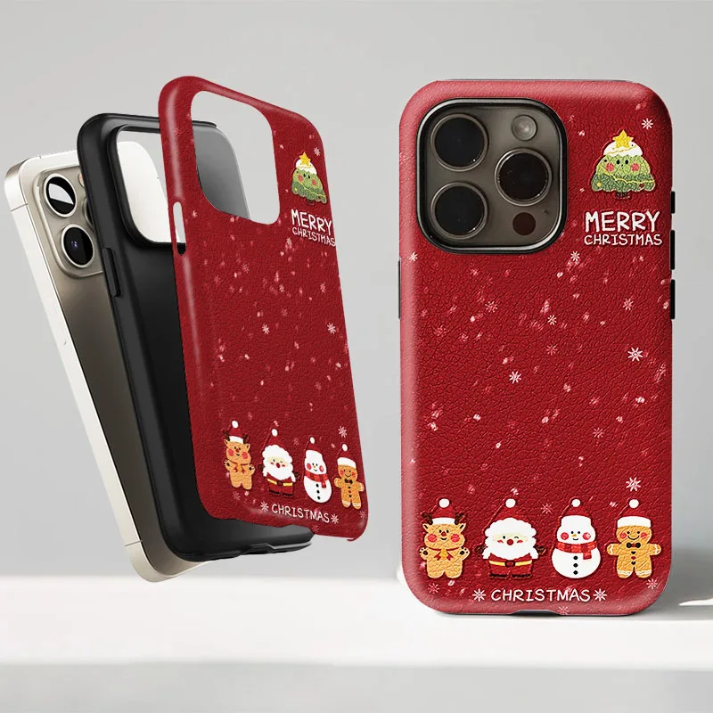 Dual-Layer Snowman Shockproof Phone Case with Bumper Protection