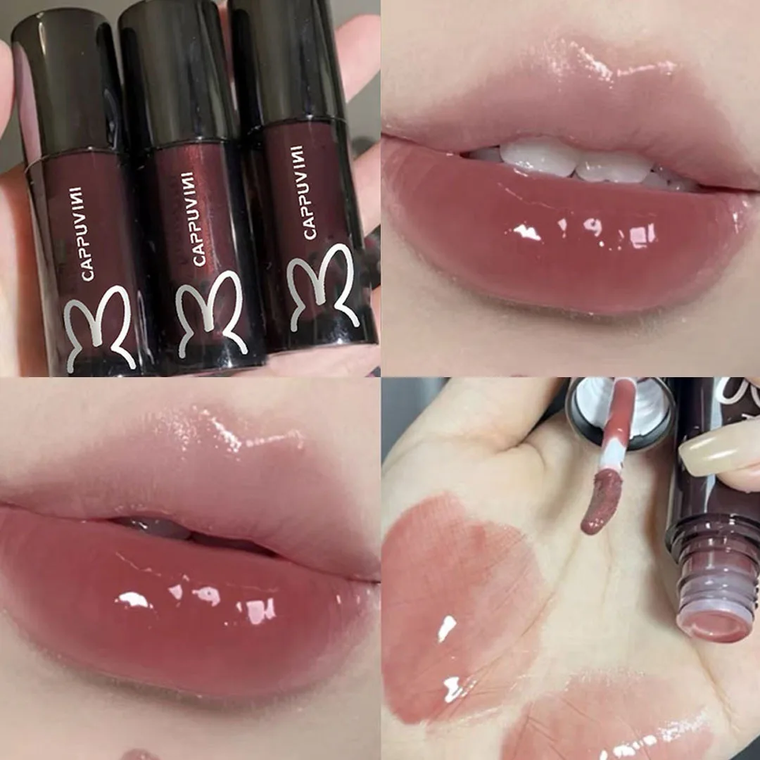 Black Mirror Water Lip Gloss Lip Glaze Transparent Glass Lip Oil Waterproof  Liquid Lipstick Nude Brown Clear Tint Makeup 1PC - AliExpress