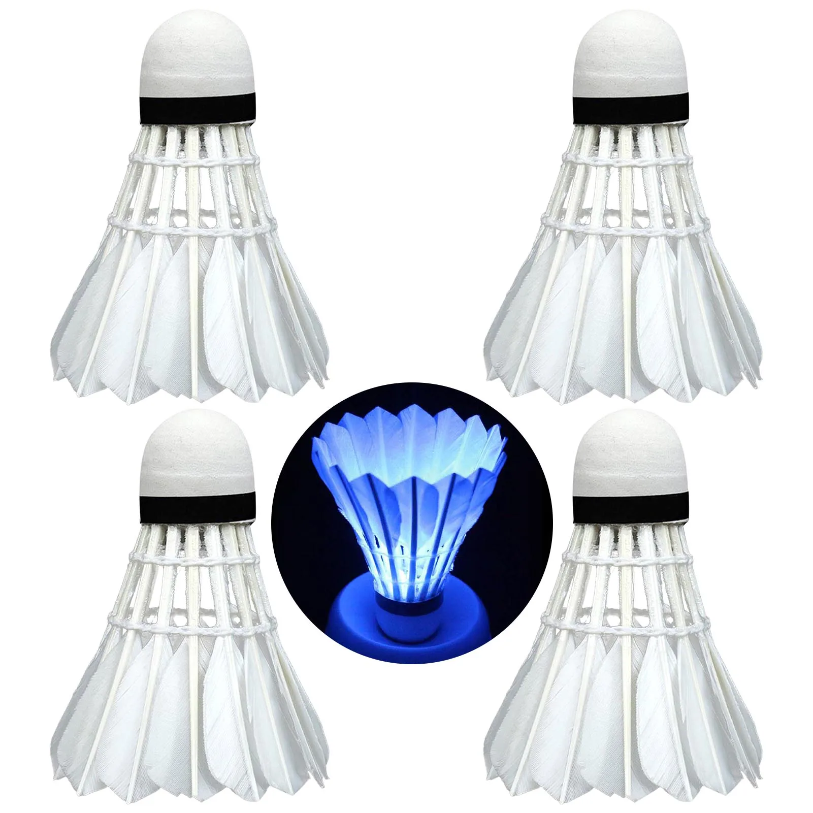LED Badminton Shuttlecocks 4pcs Reliable Material Training Badminton Tool Suitable for Sport Activities Playgrounds