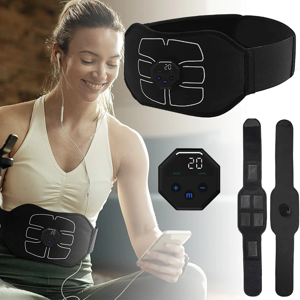 EMSMuscleStimulationBeltVibrationABSStimulatorAbdominalTrainer