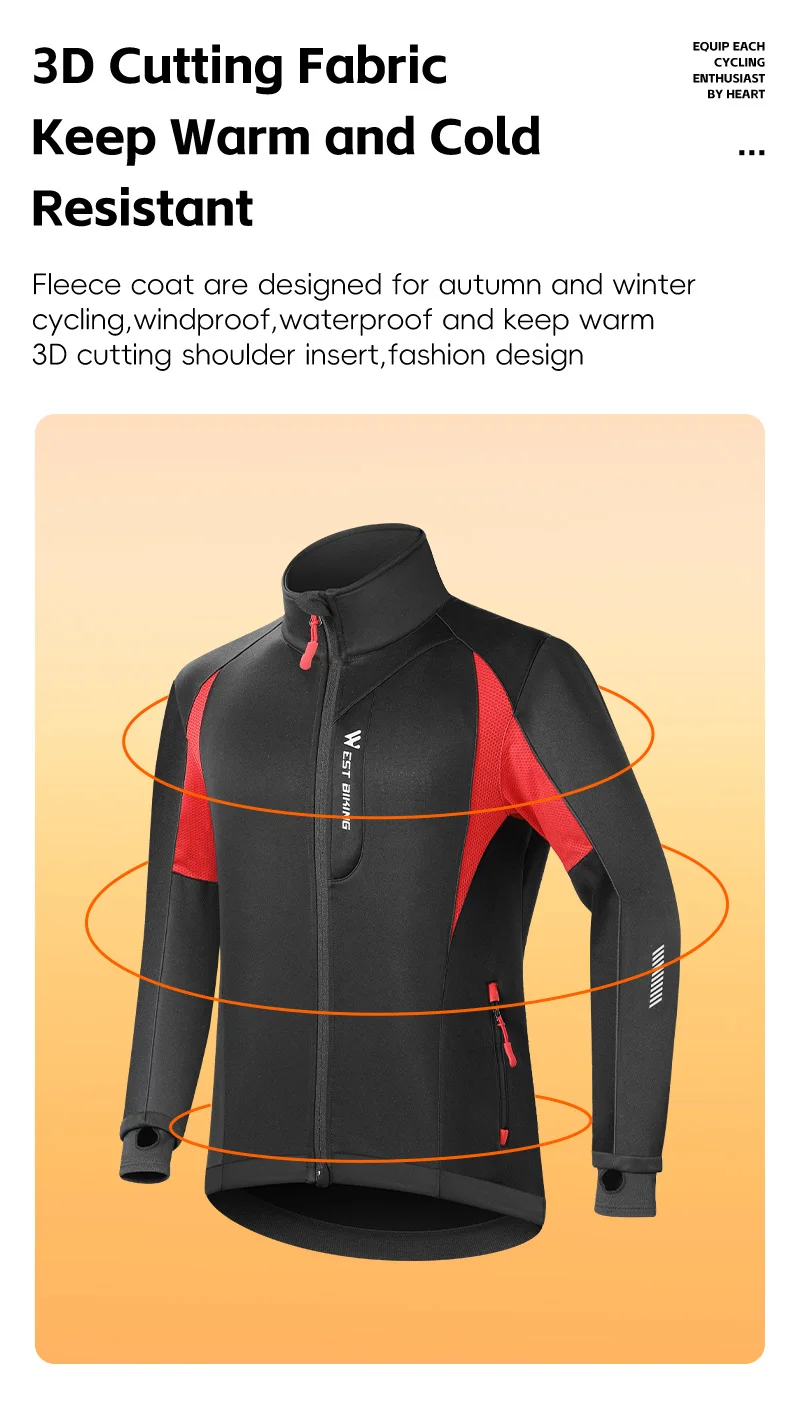 WEST RADFAHREN Winter Radfahren Set Thermische Fahrrad Tragen Radfahren Uniform Kleidung Männer Frauen Warm Halten Winddicht Jersey Radfahren Anzug – Detail 12