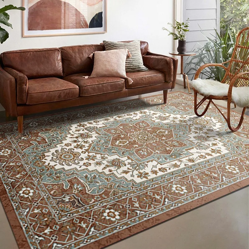 thumbnail image 1 of Alfombra persa con diseño turco para hotel, sala de estar, mesa de centro, sofá, antideslizante, lavable, 1 of 5