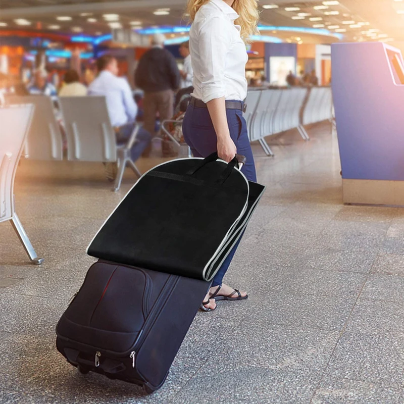 Garment Bags 2 Pack 43 Inch Garment Bags For Storage Travel Nonwoven Fabric Dress Bag Suit Bag Garment Bag With 2 Large Mesh Poc 3