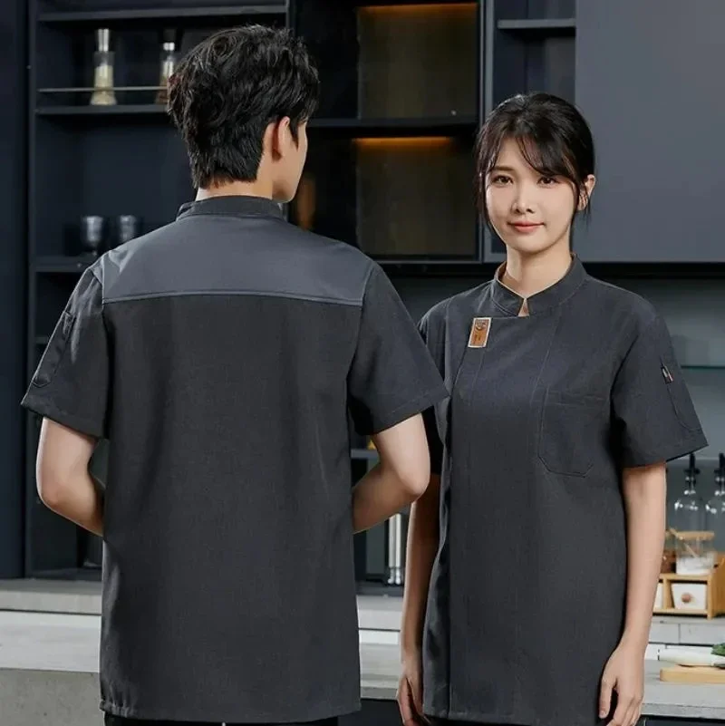 

Waitress Kitchen Bakery Sleeve Short Waiter Jacket Restaurant Unisex Coat Uniform Men Chef Wear Women