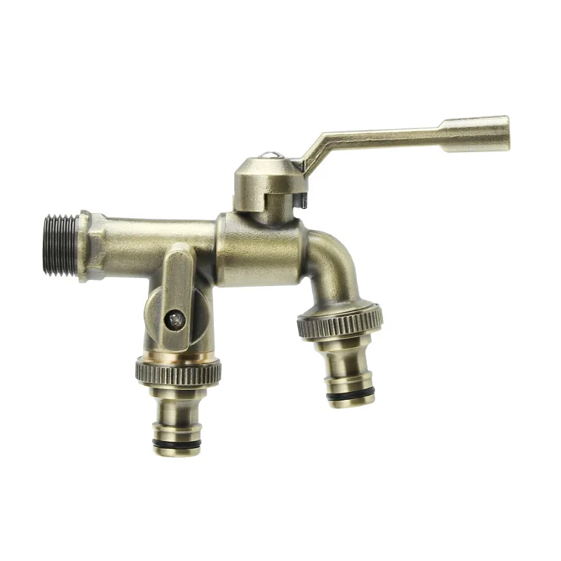 

Outdoor Antifreeze Faucte Garden Faucet Bronze Bibcock One In Two Out Multifunctional Car Wash Faucet Gold Outdoor Tap