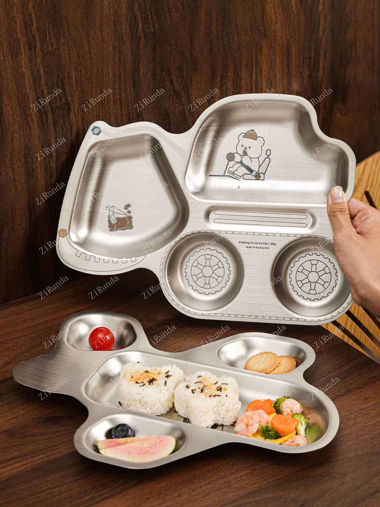 *304 Stainless Steel Supplementary Food Plate Eating Grid Vegetable Plate Breakfast Food Grade