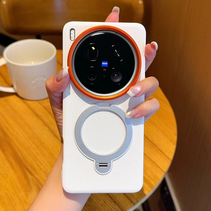 Magnetic Rotating Stand Holder PU Leather Phone Case - Pure Color Design