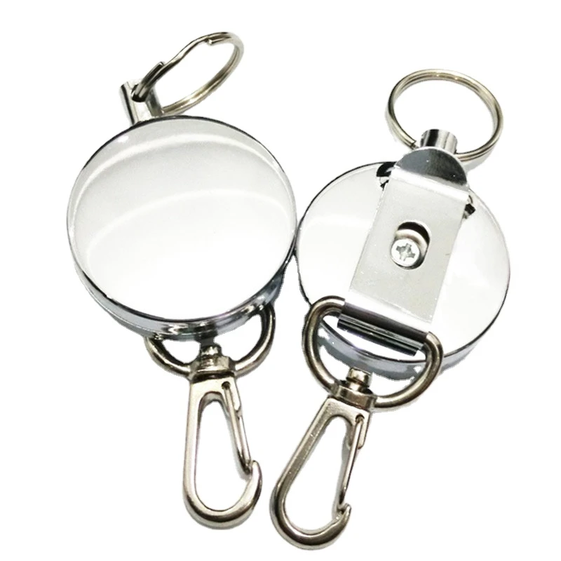 

1pc Retractable Keychain Badge Reel Easy Pull Keyring ID Tag Working Permit Pass Work Card Holder Clips