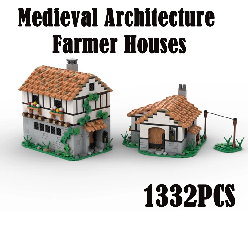 

MOC Medieval Castle House Scene Building Blocks Military Knight City Wall Weapons Bistro Blacksmith Architecture Bricks Toys Boy