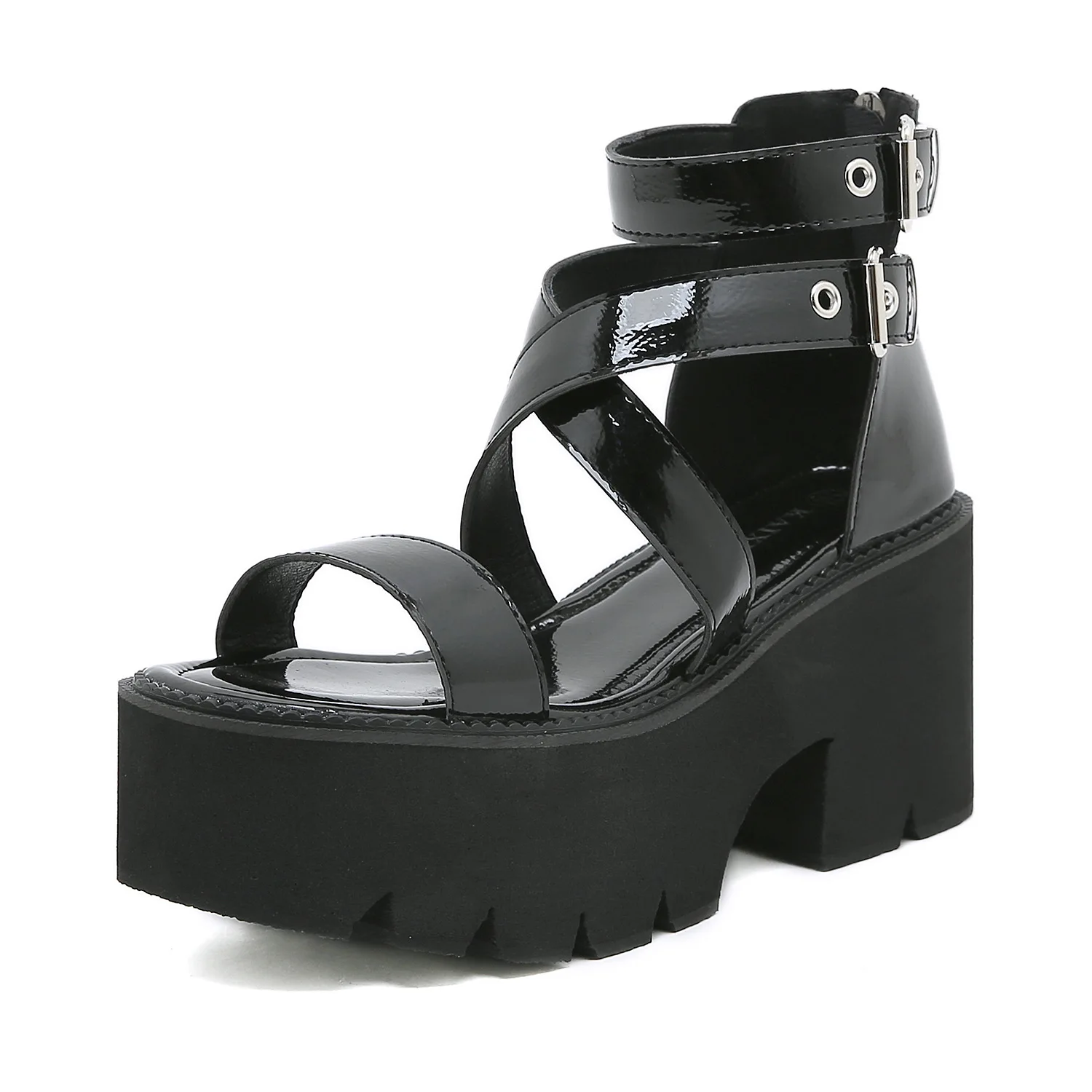 

Женские сандалии на танкетке, босоножки больших размеров в европейском и американском стиле, обувь в римском стиле на платформе, новинка 2023