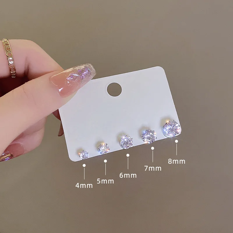 Fashion Elegant Crystal Magnetic Ear Clip For Women Zircon Round Love Heart Stud Earrings Without Piercing Jewelry