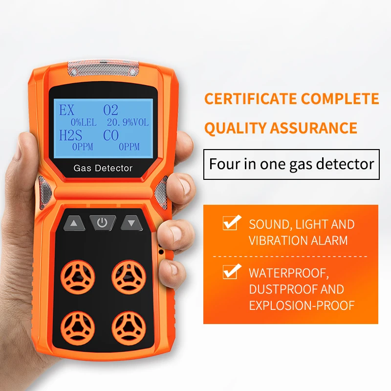 

Multi Gas Detector Meter O2 H2S CO LEL 4 in 1 Oxygen Hydrogen Sulfide Carbon Monoxide Combustible Leak