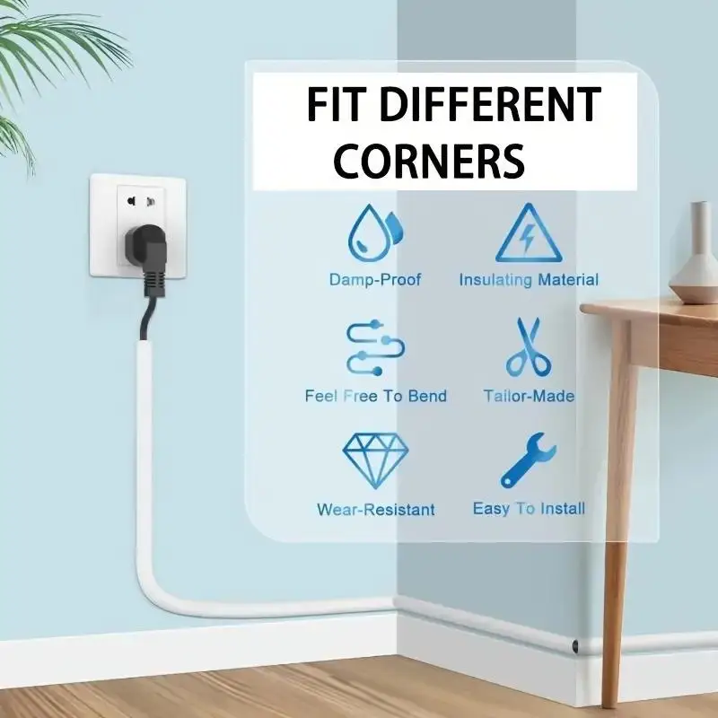 Anti-extrusion Floor Cord Cover Self-Adhesive Arc Cord Protector Durable Extension Wiring Duct Protector Home Outdoor