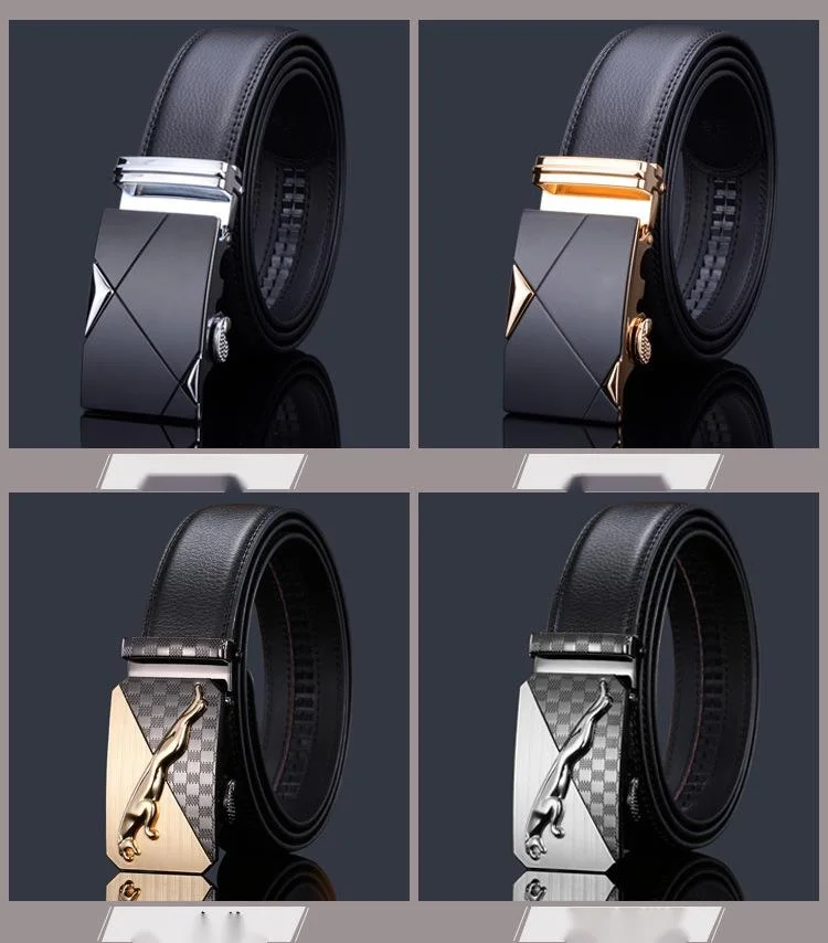 Men's Leather Automatic Buckle Belt For Business And Formal Wear_voghion.com