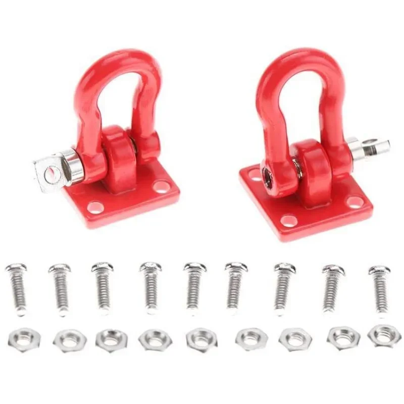2PCS Auto Rettungs Haken Rot Metall Zubehör Klettern Auto Simulation Haken mit Gürtel Schrauben für Fahrzeug Abschleppen Zubehör – Detail 5