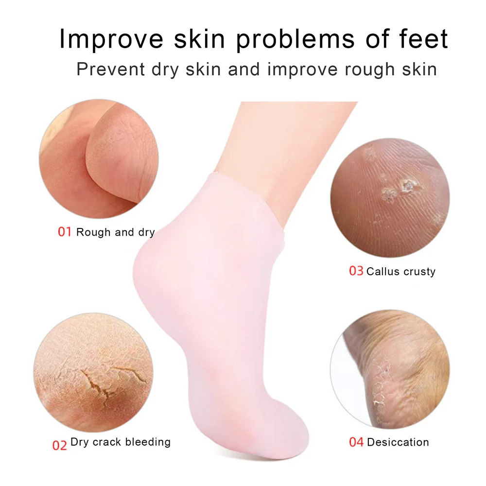 Silicone Moisturizing Socks Foot Care Women Foot Covers Gel Socks Spa Pedicure Sock Moisturizing Overnight 1Pair