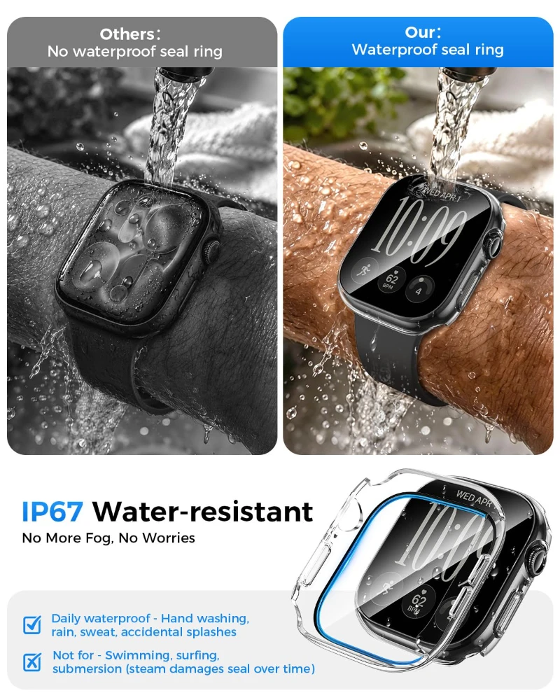 Premium Glass Screen Protector and Case Set for Apple Watch - 2 Pieces