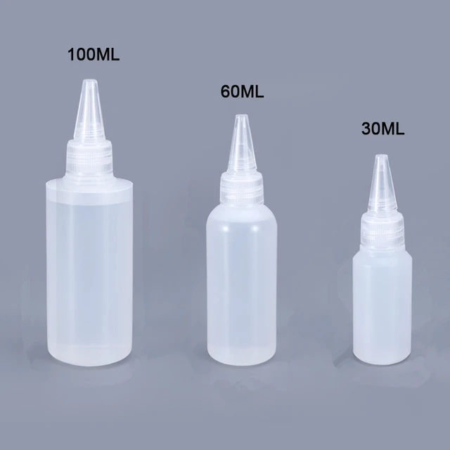 Plastic Machine Oil Water Squeeze Bottles 100mL 2 Pcs - White