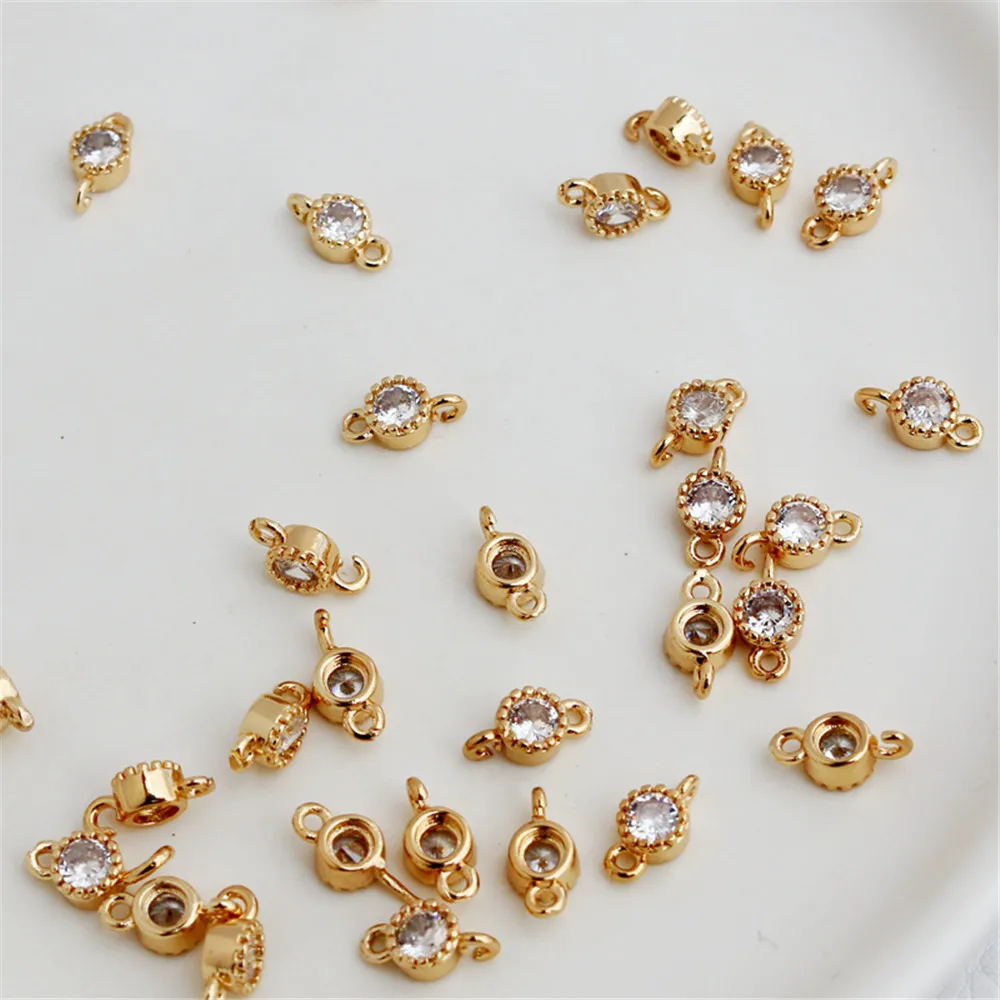 

14k gold color retaining inlaid zircon five-pointed star palm peach pendant diy bracelet necklace accessories pendant