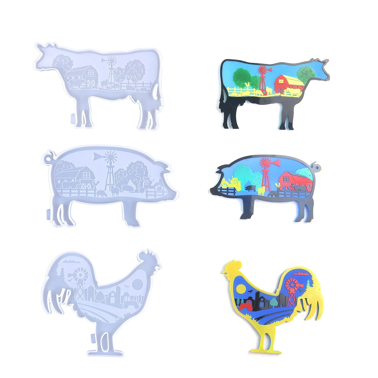 

Animal Ornaments Epoxy Resin Mold DIY Cow Ornaments Desktop Decoration Forest Farm Animal Ornaments Silicone Mold
