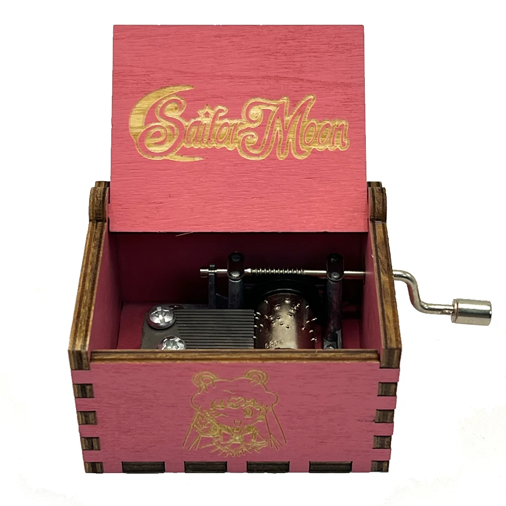 Hand-cranked wooden music box holiday birthday gift wooden music box