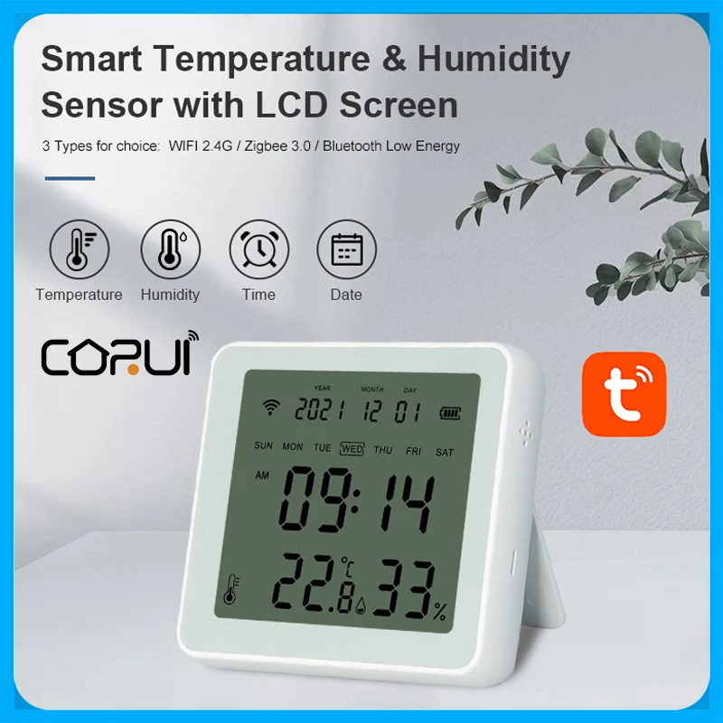 

CoRui Tuya ZigBee Smart Temperature Humidity Sensor APP Remote Monitor Smart Home SmartLife Works With Alexa Google Assistant