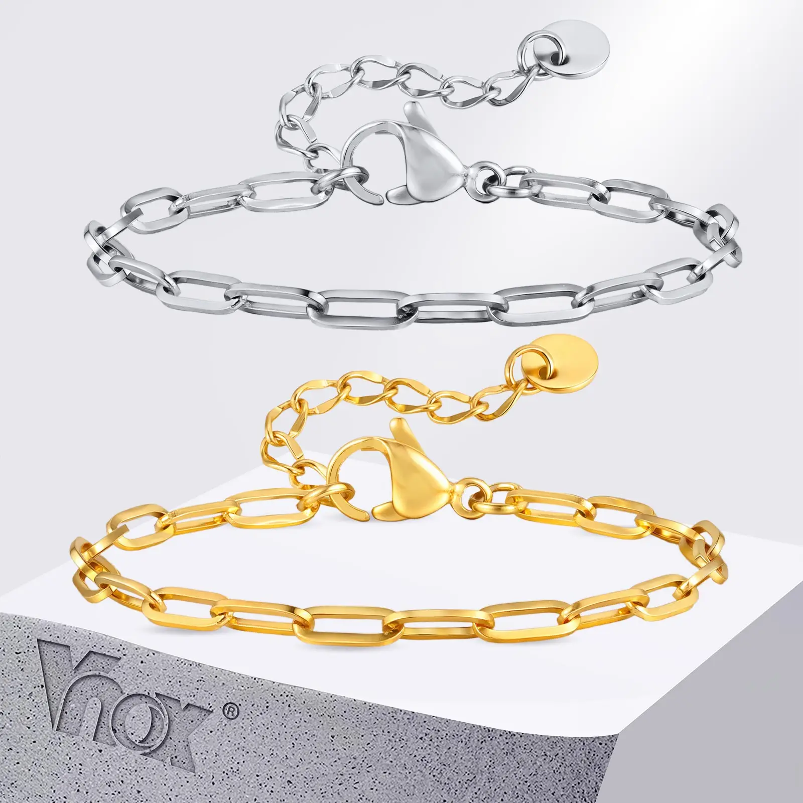 Vnox Einfaches Alltagsarmband für Babymädchen, Goldfarben, verstellbar, Edelstahl, nicht allergisch, Armbänder, Baby-Geburtstagsgeschenk