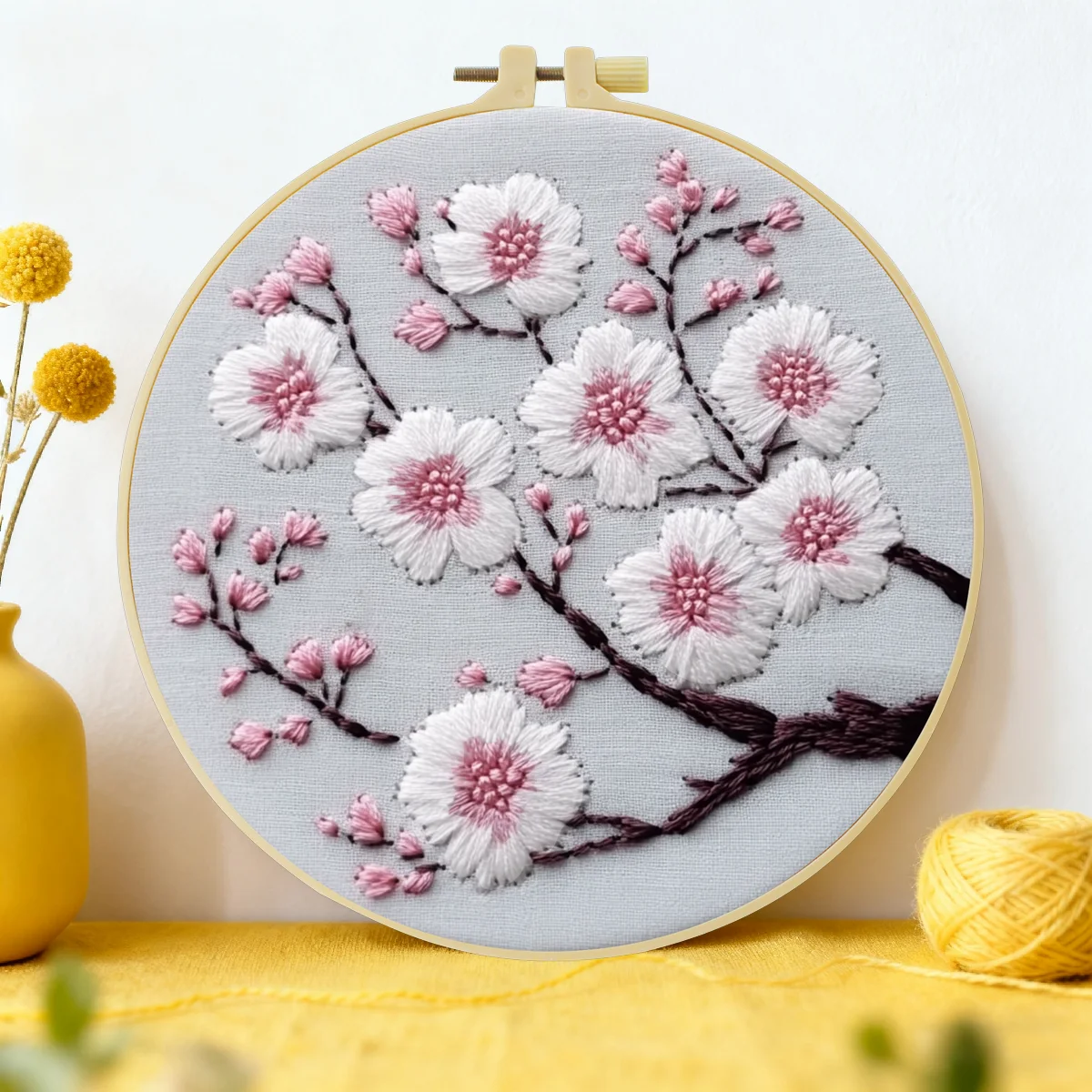 1 Stück 20X20CM/15X15CM 7,87/6,3 Zoll Blumen-Stickerei-Starter-Kit DIY-Kit DIY-Stickerei-Set Handarbeiten Malerei Nähen Kunst