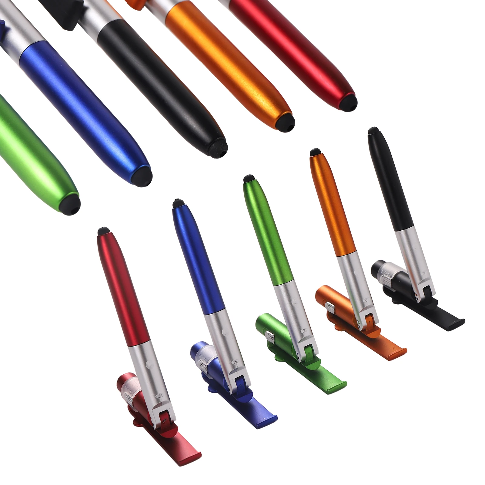 4-in-1 Foldable Ballpoint Pen Stylus Flashlight Cellphone Supporter Night Read Writing Pencil Office School Student Stationery