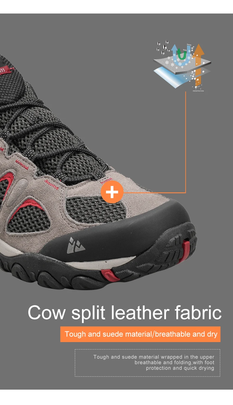 Hikeup männer schuhe atmungsaktiv spritz feste outdoor wanders chuhe bergsteigen sport herren jagd trekking sneaker – Detail 10
