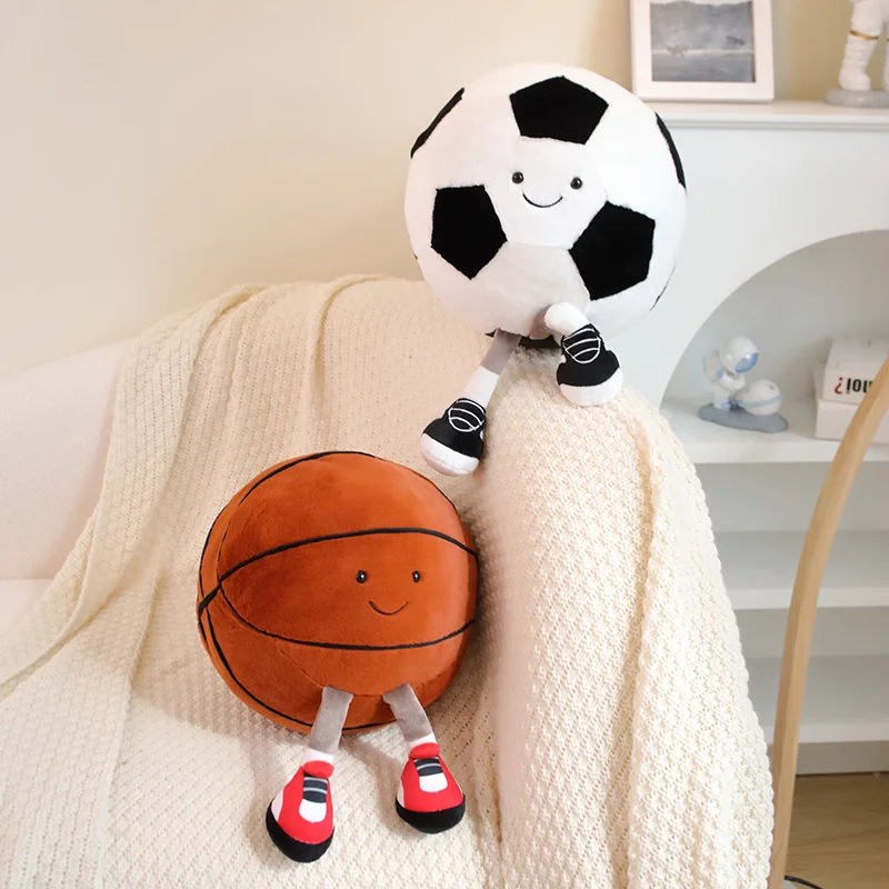 Smile Expression Basketball Football Pillow Soccer Ball Shaped Plush Toys Home Decoration Soft Cushion Birthday Christmas Gift 2