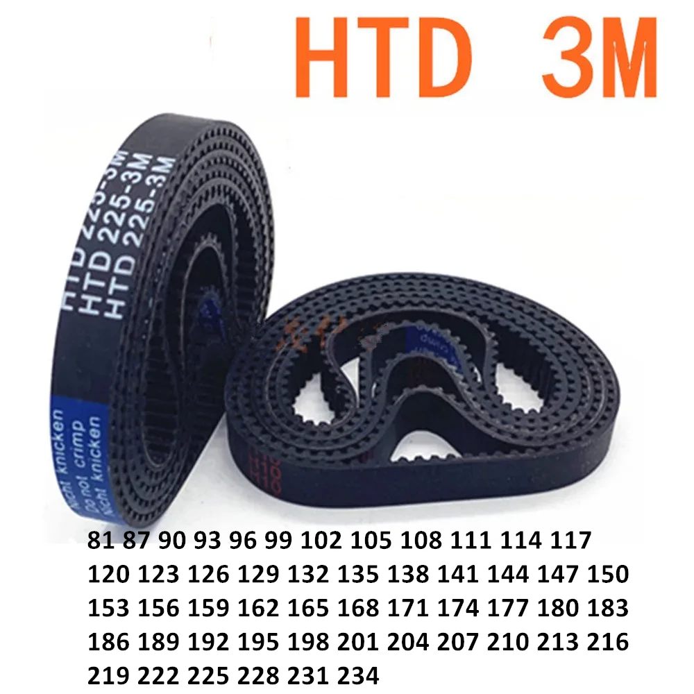 HTD3M Timing Belt 6mm Width 81 90 96 99 105 108 111 120 123 126 129 132 135mm Length Closed-loop Synchronous Rubber HTD 3M Belts rubber belt,synchronous belt