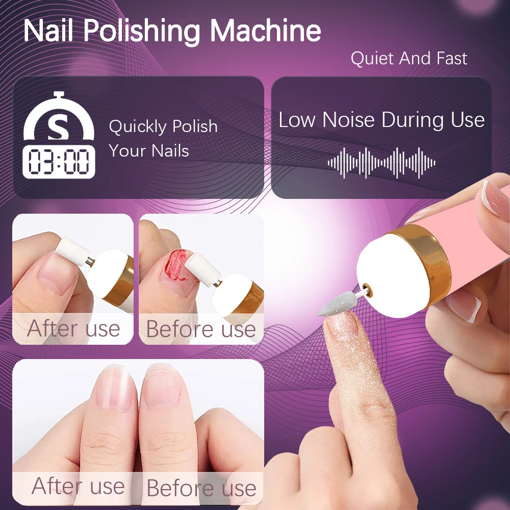 YIKOOLIN 5 in 1 Electric Nail Polish Drill Machine USB Charge Portable Manicure Set  Exfoliation and Polishing for Nail Salon 3