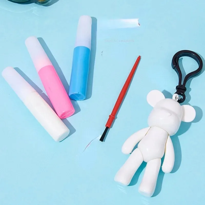 대형/소형 머리 곰 키 체인 아트 유체 페인트 상자 세트 DIY 어린이 수제 크리 에이 티브 장식 선물 유체 그림 안료