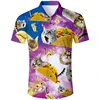 Mens Casual Button Down Shirts 3D Printed Funny Cat Pattern Short Sleeve Tee Shirt Tops Oversized Mens Hawaii Style Beach Shirt 1