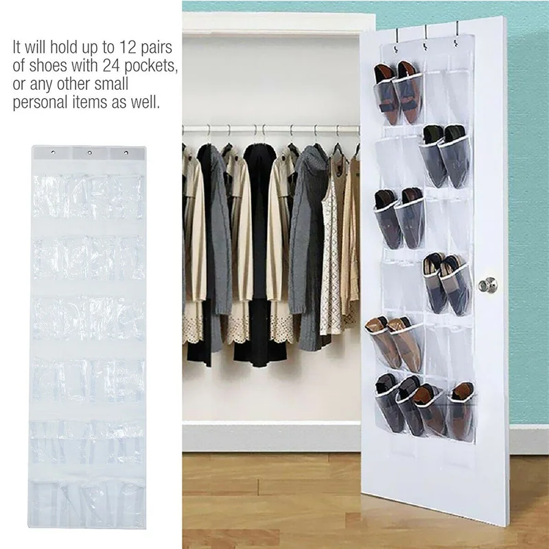 24 Grid Shoes Organizer Rack shoe rack shoe organizer For Room Over Door Hanging Storage Holder Rack Bedroom Closets Shoes Wall-mounted Storage Bag
