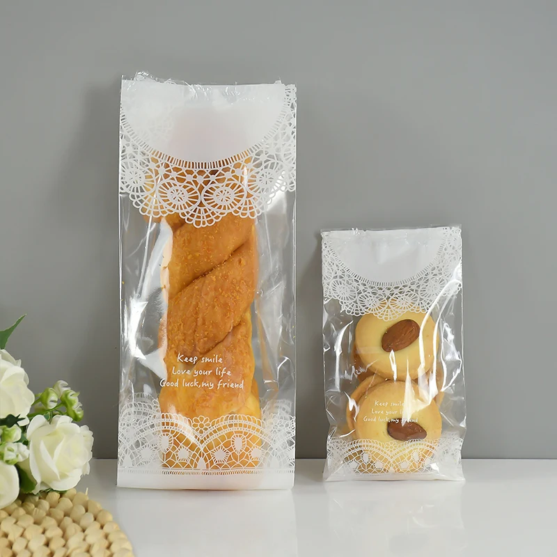 25/50 stücke Weiße Spitze Transparent Cookie Keks Kunststoff Verpackung Geschenk Taschen Hochzeit Geburtstag Baby Dusche Dekoration Snack Taschen – Detail 6