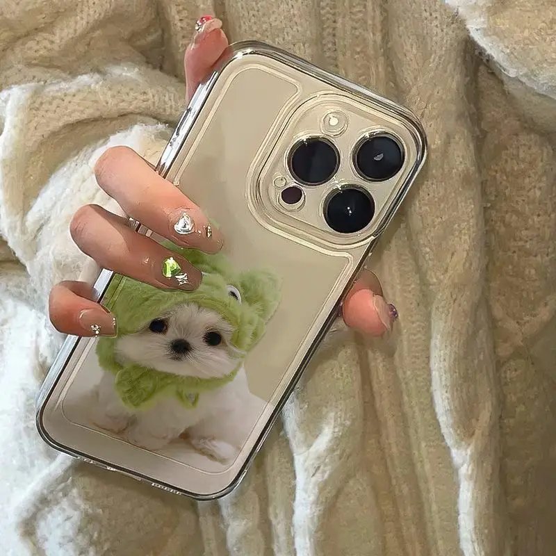 Whimsical Green Headgear Puppy Dog Phone Case - Cute Protective Cover