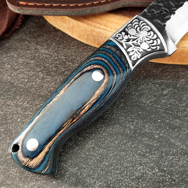 Couteau à désosser forgé, couperet de cuisine, couteau de Chef, Barbecue, tranchage de viande, couteau de boucher de pêche, gaine cadeau 6