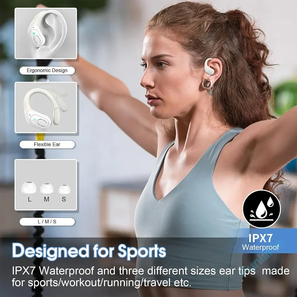 Sports Bluetooth Waterproof Noise Cancelling Wireless Earbuds with Deep Bass Sound