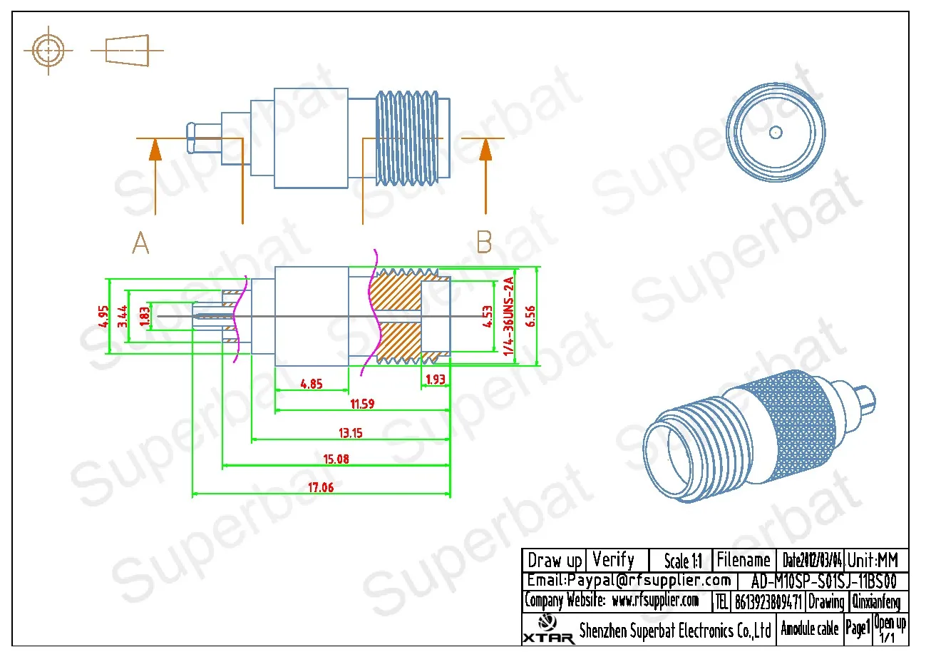 SMA to MC Card RF Coaxial Connector Adapter