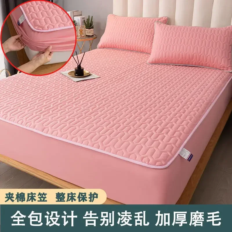 

Толстый матрас, защитное противоскользящее фиксированное покрывало для кровати, простыня, полное покрытие, пылезащитный Антибактериальный Хлопковый чехол для кровати, черный