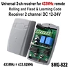 Universal 2CH 433MHz Garage Door Receiver 433.92Mhz Remote Control Switch Module DC 12-24V Relay For Gate Control 3